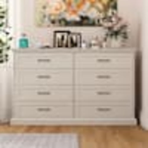 FUFU&GAGA Beige Wood Grain 8-Drawer 54.6 in. Width x 33.1 in. Height Wooden Dresser, Chest of Drawers with Large Storage Space L-THD-260150-01-c