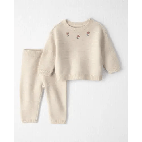 Baby Girl 2-Piece Organic Cotton Sweater Knit Top & Pant Set - Little Planet | Carter's