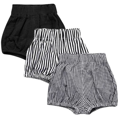MYGBCPJS Baby Girls Boys 3 Pack Cotton Linen Blend Cute Bloomer Shorts Loose Harem Shorts