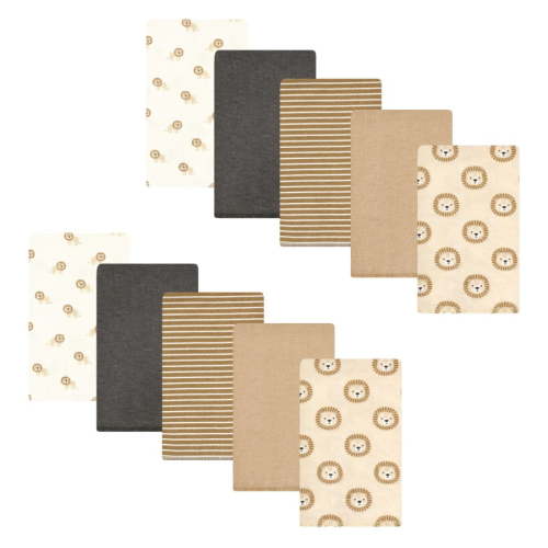 Hudson Baby Cotton Flannel Burp Cloths, Brave Lion 10-Pack, One Size