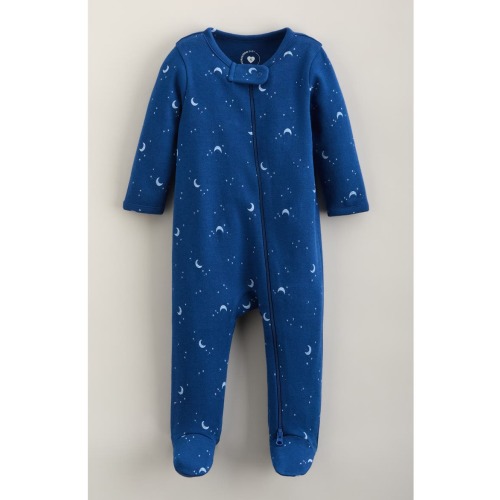 Print Zip Cotton Footie, 6M