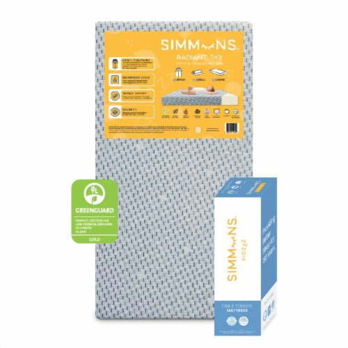 Simmons Kids Radiant Sky Dual Sided Waterproof Baby Crib Mattress, GREENGUARD Gold Certified, CertiPUR-US Approved, Firm Plant-Based Foam