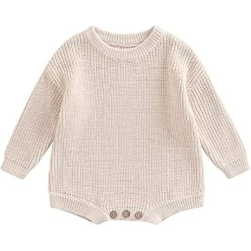 woshilaocai Baby Boy Girl Sweater Oversized Long Sleeve Knitted Romper