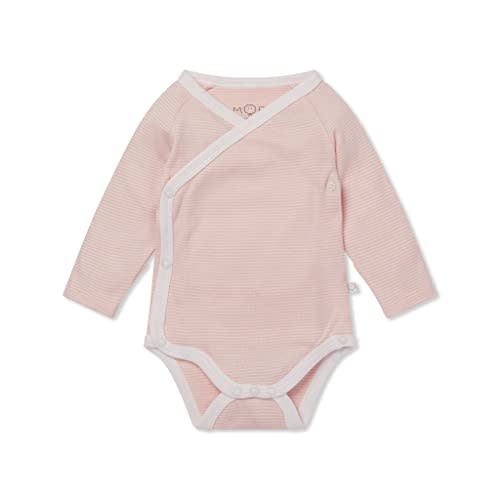 MORI Baby Long Sleeve Kimono Bodysuit for Boys and Girls - Breathable Unisex Infant Soft Wrap Romper with Nickel Free Poppers