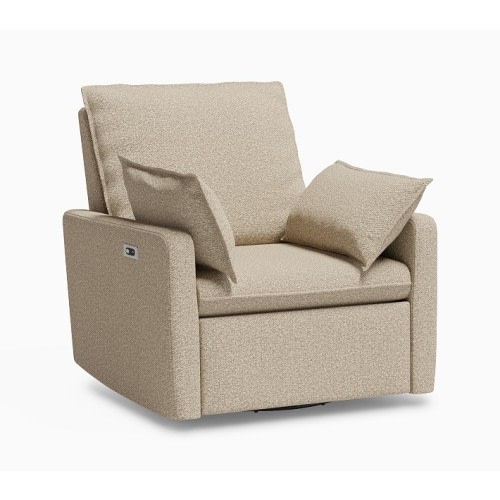 Paxton Pillow Power Recliner Performance Melange Boucle Sand