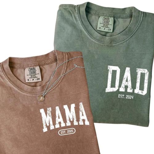Custom Mama Dad Shirt Comfort Colors® T-shirt, Couple Mama & - TikTok Shop
