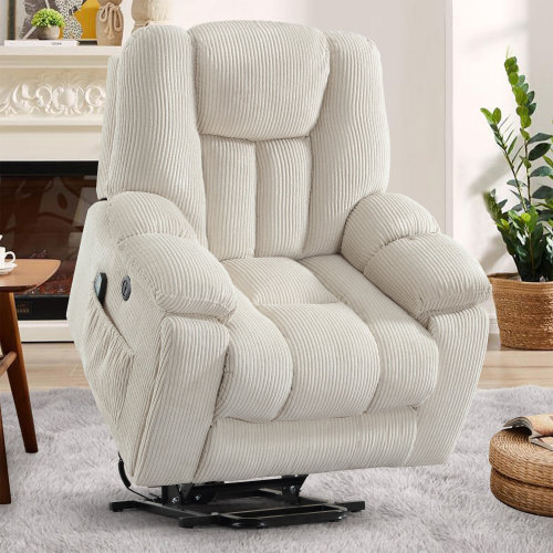 Red Barrel Studio® Aledo 41'' Oversized Power Lift Chair - Heated Massage Electric Recliner with Hidden Cup Holders, USB Port & Super Soft Padding & Reviews | Wayfair