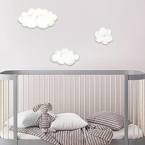 Watercolor Clouds Wall Decal Set - Stickers for Nursery, Baby Room, Playroom, Bedroom - Wallpaper Stickers, 3-Pack White Fluffy Clouds (Cloud Deco)