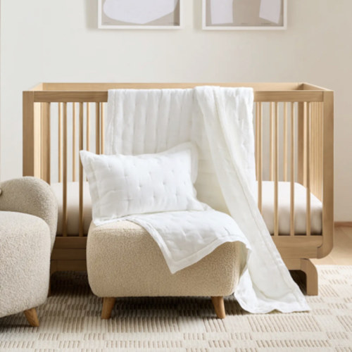 European Linen Toddler Dream Quilt & Sham Set in White