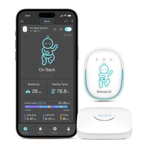 Sense-U Pro Baby Monitor(Long Range) – Tracks Movement, Rollover & Temperature Anywhere for Better Sleep , White , 2.24 inch