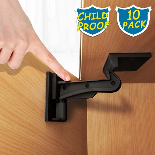 Cabinet Locks Child Safety, ABLEGRID 10 Pack Invisible Baby Proof Drawer Cabinet Locks Latches - Easy Install No Drill No Tool No Key Needed