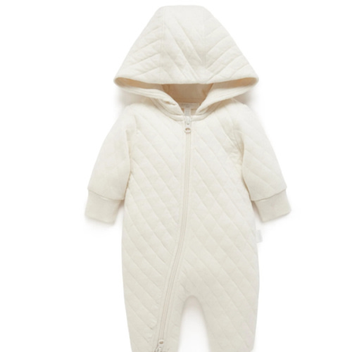Cream Quilted Growsuit - Baby Growsuits - Purebaby - Purebaby