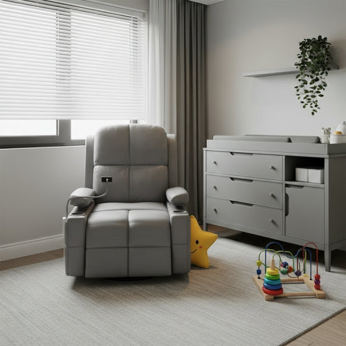 MAMAZING Electric Power Adjustable Armrests Swivel Rocking Chair Reclining Glider With USB Charge and Phone Holder & Reviews | Wayfair