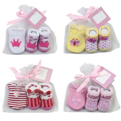 Newborn Baby Mittens and Socks Set Baby Mittens No Scratch Gloves Random Color