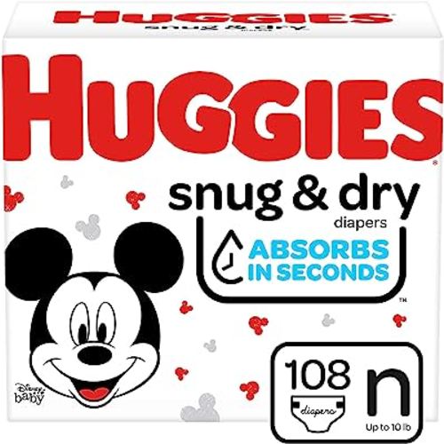 Huggies Snug & Dry Baby Diapers, Size Newborn, 108 Ct