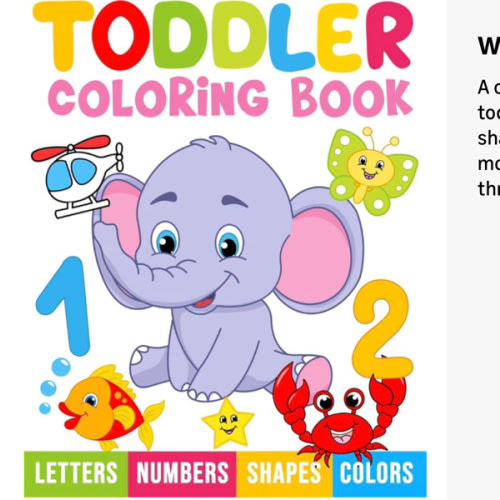 Toddler Coloring Book: My First Numbers, Letters, Shapes, Colors and Animals.: For kids ages 1-3