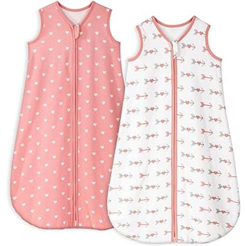 Yoofoss Baby Sleep Sack 6-12 Months TOG 1.0 Baby Wearable Blanket, 2 Pack 100% Organic Cotton Infant Toddler Sleeping Sack 2-Way Zipper Lightweight Sleep Sack