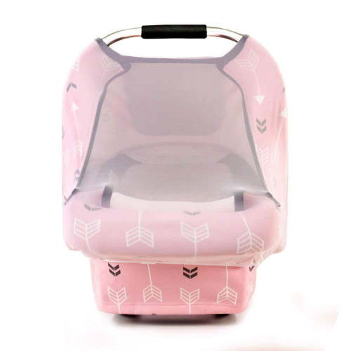 Zhudiyof Baby Car Seat Cover, Stretchy Unisex Winter Summer Spring Autumn, Breathable Warm Fit with Zipped Window, Pink