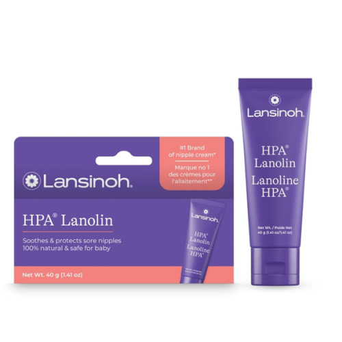 Lansinoh Lanolin Nipple Cream for Breastfeeding, Soothes and Protects Sore, Dry Nipples, Safe for Baby and Mom, 40 grams