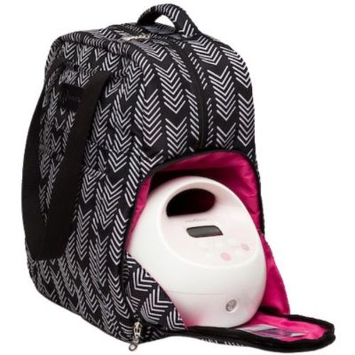 Sarah Wells Kelly Breast Pump Backpack & Tote – Insulated Pocket, Laptop Sleeve & Easy-Clean Interior – Fits All Pumps for Moms Black & White