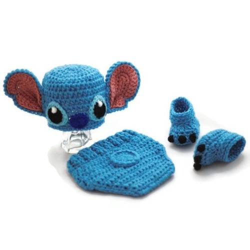 Baby Lilo and Stitch Inspired Outfit Crochet Stitch Costume Baby Alien Set Newborn Shower Gift Photo Prop Halloween Costume MADE TO ORDER