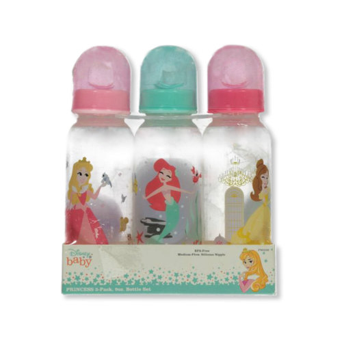 BABY BOTTLE SET 3 - GIRLS - DISNEY PRINCESS AQUA PINK - 9 oz BPA FREE