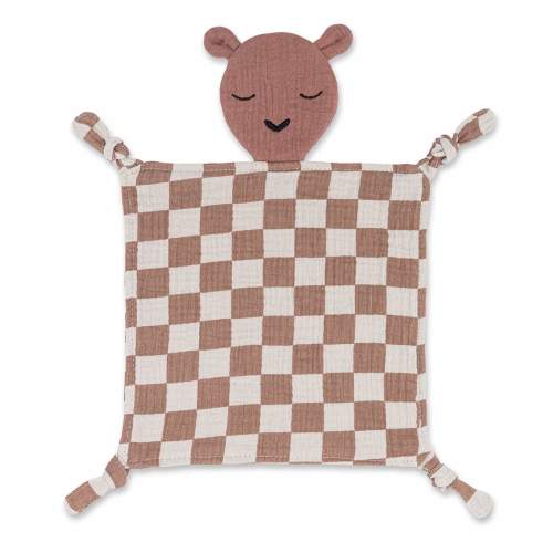100% Muslin Lovey | Rosewood Checker | Parker Baby Co.