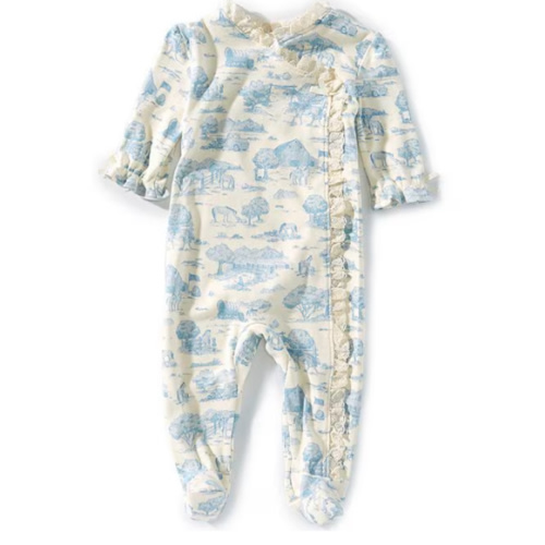 Edgehill Collection Baby Girls Wrap-Front Footie Toile Coverall | Dillard's