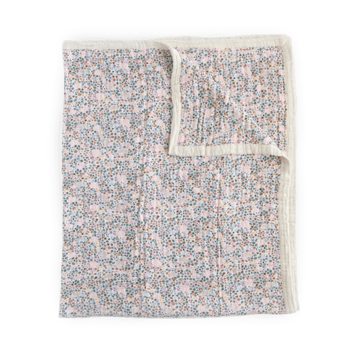 Cotton Muslin Quilted Throw - Pressed Petals