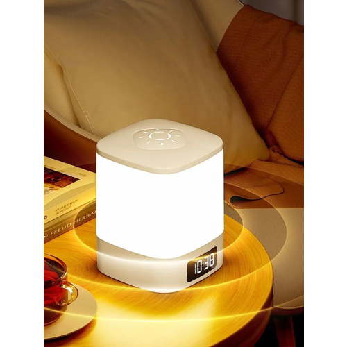 VOLIVO Night Light Lamp with Clock, 3 Colors Temperature, Portable Rechargeable LED Touch Lamp, Eye Caring Dimmable Eye Caring Dimmable Hangable Light for Girl,Boy,Nursing.