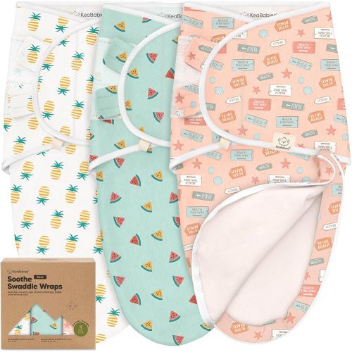 Baby Swaddle Sleep Sacks with Zipper - 3-Pack Swaddles for Newborns 0-3 Months, Infant, Baby Girls, Boys, Soft & Durable Newborn Sleep Sack, Easy Diaper Change Swaddling Blanket (Beach Day)