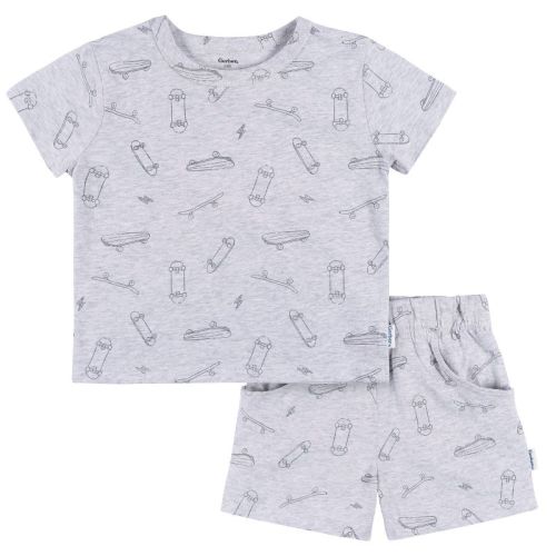 Gerber Baby Boys' 2-Piece T-Shirt and Shorts Set, Heather Skateboard, 0-3 months
