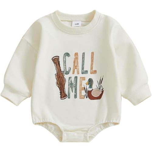 Newborn Baby Boy Girl Hunting Outfit 1st Birthday Mallard Duck Romper Oversized Sweatshirt Playsuit Spring Clothes