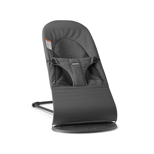 BabyBjörn Bouncer Balance Soft, Dark Gray, Woven/Jersey, Tri-Fabric | 2-in-1 Adjustable Baby Bouncer Seat and Toddler Chair, Newborn to Toddler (8-29 lbs), 4 Positions, Lightweight & Portable