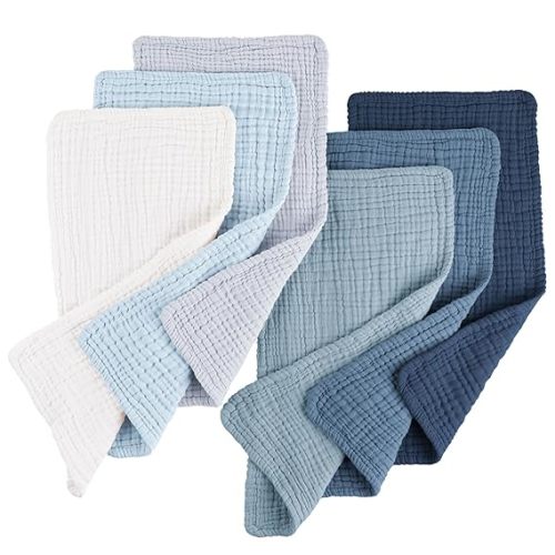 Konssy Muslin Baby Burp Cloths 6 Pack, Soft Absorbent 100% Cotton Burping Clothes for Newborns, Baby Boys and Girls, Unisex