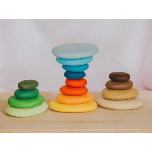 Stacking pebble set, Waldorf toys, Open Ended Play, Wooden Stone, Stacking rock, Balancing Stone, Montessori Play, Wooden Block Building Set