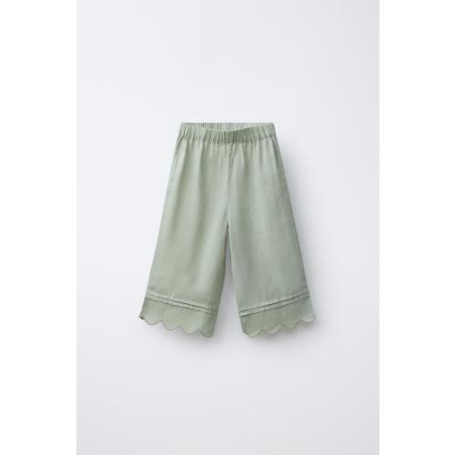 100% LINEN CULOTTE PANTS - Greenish | ZARA United States
