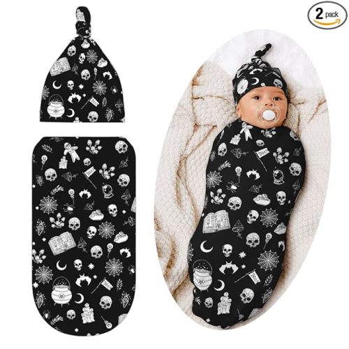 Goth Swaddle Blanket, Soft Swaddling Blanket Baby Clothes, Gothic Baby Stuff