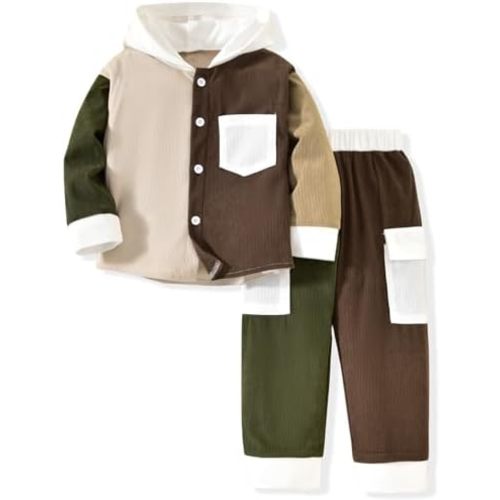 Toddler Boys Corduroy Patchwork Outfit 2-5T