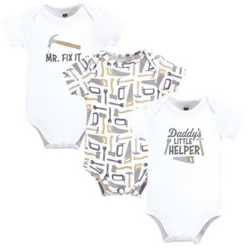 Hudson Baby Infant Boy Cotton Bodysuits, Daddys Helper Tools, 12-18 Months