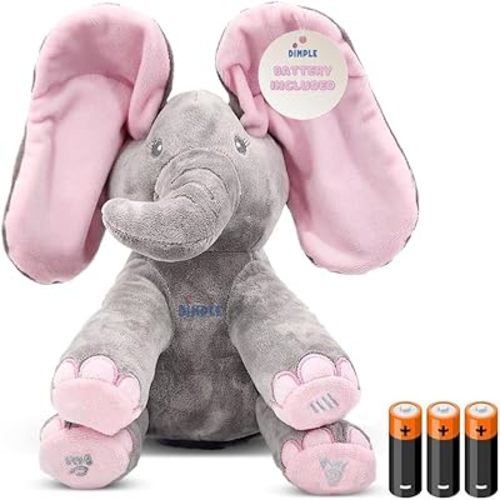 Dimple Kaia Interactive Animated Singing & Peek-A-Boo Plush Elephant Stuffed Animal with Floppy Ears, Engaging Musical Baby Toy - Easter Gift for Kids - Battery Included