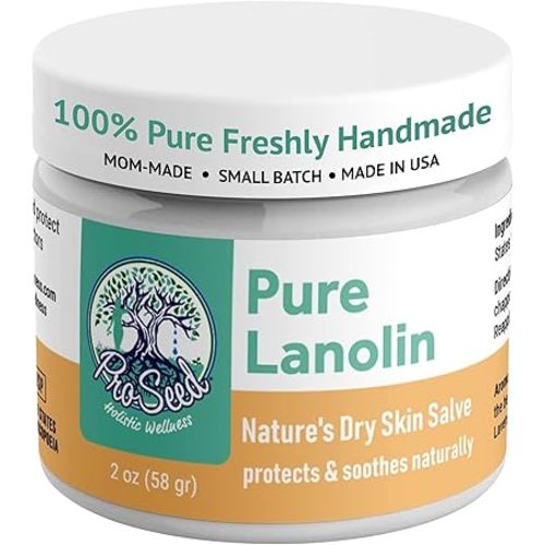 100% Pure Lanolin, Handmade in USA, Unrefined Balm, Dry & Itchy Skin, Cracked Lips, Breastfeeding, Nipple Cream, Baby Care, Moisture-Rich, Nursing Essentials & Petroleum-Free, for Hands, Face & Body