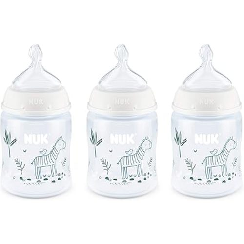 NUK Smooth Flow Anti Colic Baby Bottle, 5 oz, 3 Pack, Zebra