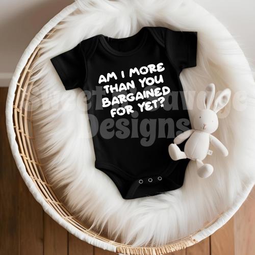 Am I more than you bargained for yet onesie®, Emo Baby Onesies®,Alt Mom Baby shower gift, Gender neutral Clothes, Punk, Rock, Goth Baby