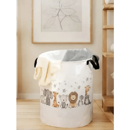 Durable Laundry Basket with Animal Print Handle, Foldable Large - TikTok Shop