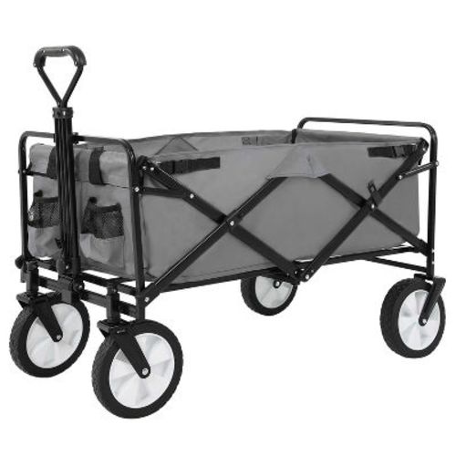 BestMassage Folding Wagon Cart Collapsible Wagon Cart for Garden Camping Beach Shopping, Gray