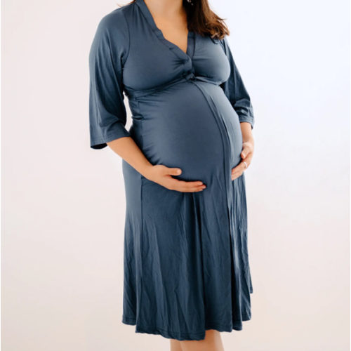 Lila Labor & Postpartum Gown in Midnight Blue