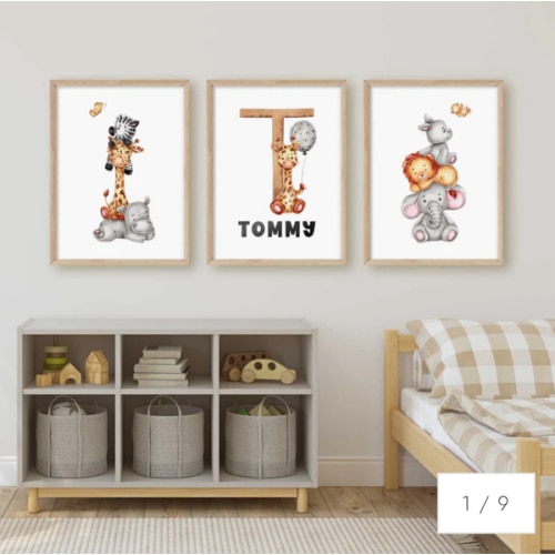 Personalized Jungle Animal Nursery Prints – Safari Wall Art for Kids Rooms & Baby Decor