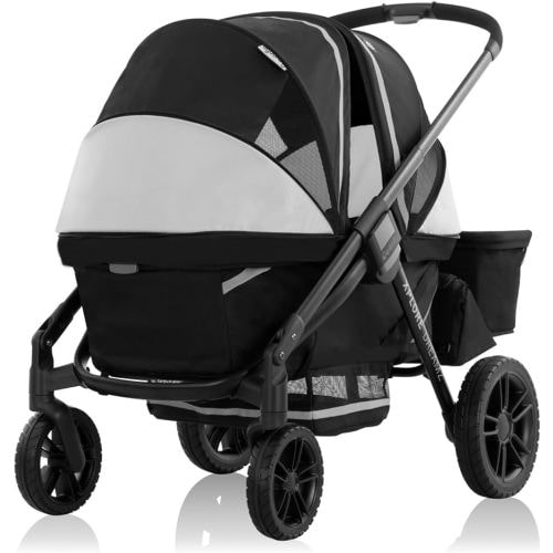 Evenflo Pivot Xplore Dreamz All-Terrain Stroller Wagon with Bassinet Insert (Jetsetter Black)