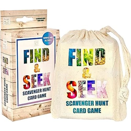 Hapinest Find and Seek Scavenger Hunt Card Game, Indoor Outdoor Activities for Kids Toddler & Family, Beach Camping Travel Car Games for Road Trips, Kids Scavenger Hunt Game Age 3 4 5 6 Years Old & Up